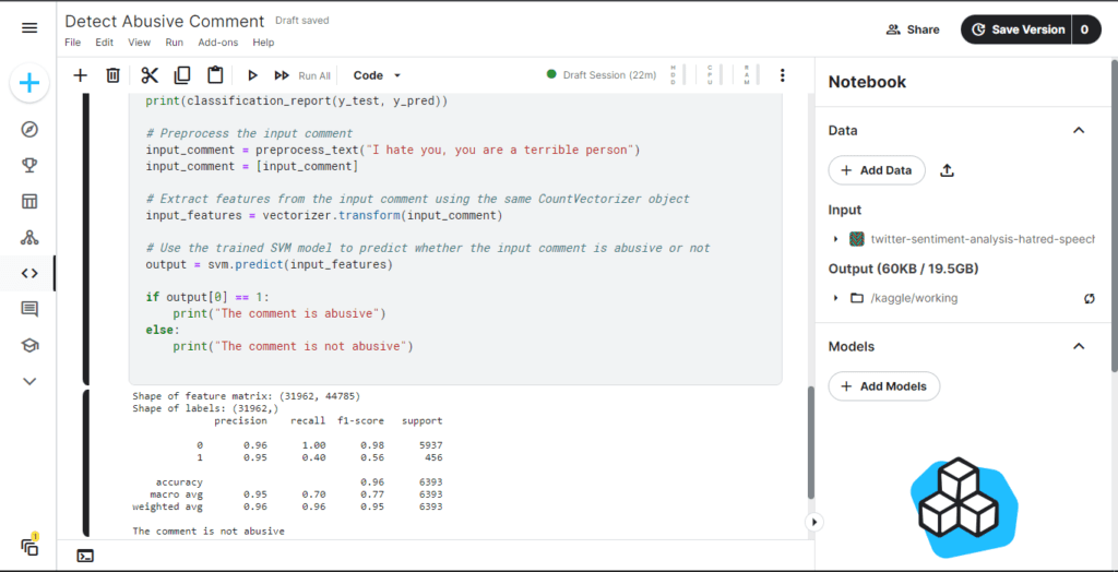 Python Program to Detect Abusive Comment