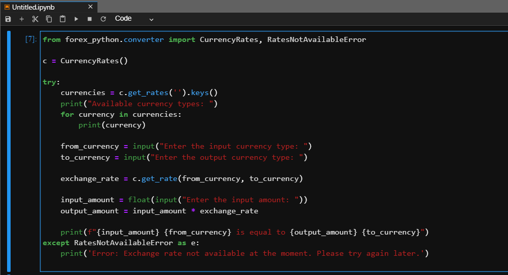 Real Time Currency Converter in Python with Output