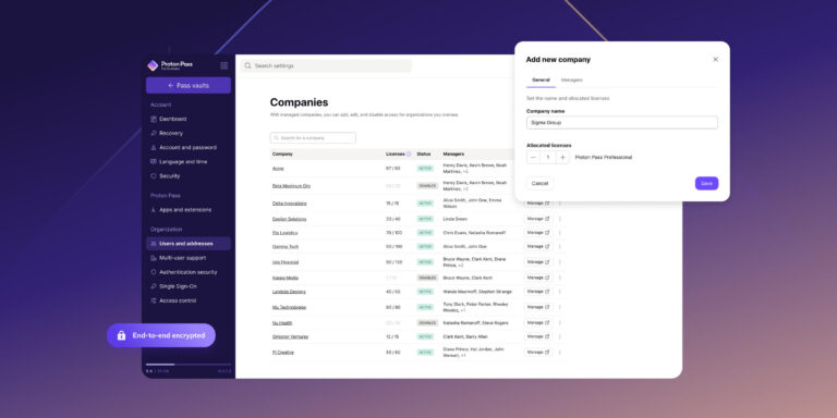 Proton for Business homepage